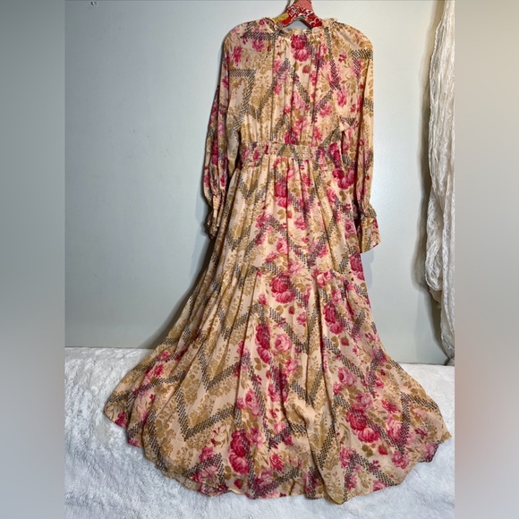 Free People Lena Printed Ethereal Billowy Ruffles Midi Dress - Picture 6 of 7